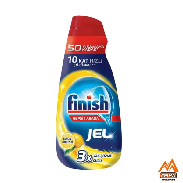 ژل ماشین ظرفشویی فینیش FINISH رایحه لیمویی مدل Finish Hepsi Bir Arada Konsantre Jel Limon حجم 1000 میل