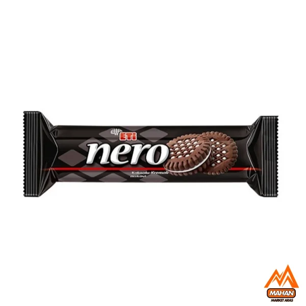 بیسکوئیت اتی نرو Eti Nero با کاکائویی با مغز کرم شیری 110 گرم Eti Nero Cocoa Sandwich Biscuits 110gr