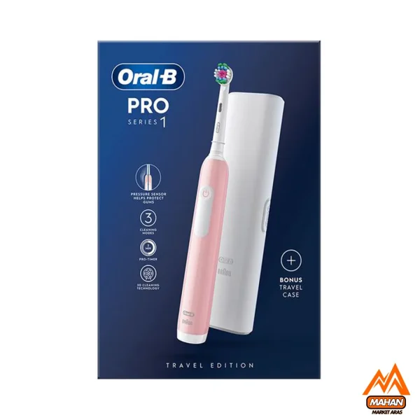 مسواک برقی صورتی اورال بی Oral-B مدل Oral B Pro Series 1 Electric Toothbrush Pink with Travel Case