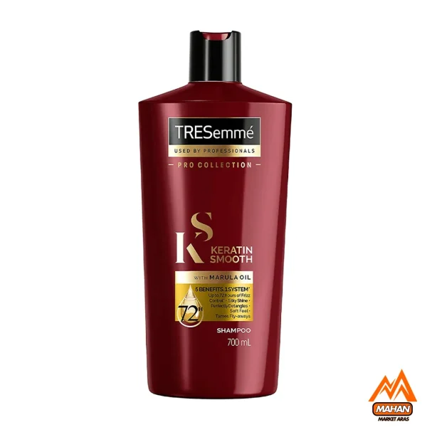شامپو بدون سولفات کراتینه موی رنگ شده ترزمه TRESEMME مدل Keratin Smooth حجم 700میل Tresemme Pro Collection Keratin Smooth Hair Shampoo 700ml