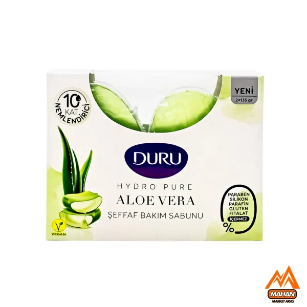 صابون شفاف دورو DURU مدل ALOE VERA بسته 2 عددی 270 گرم Duru Hydro Pure Aloe Vera Sabunu 2x135 270gr
