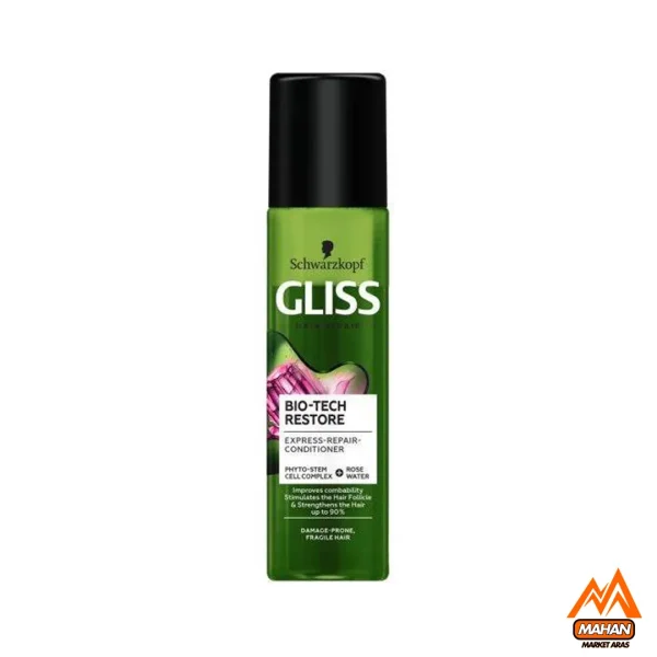 اسپری موی دو فاز تقویت کننده گلیس GLISS حجم 200 میل مناسب برای انواع مو مدل Gliss Kur Express Repair Conditioner Bio-Tech Restore 200ml