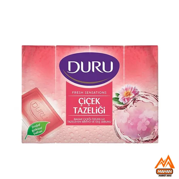 صابون شفاف دورو DURU مدل Sakura Çiçeği با رایحه گل های بهاری بسته 4 عددی 600 گرم Duru Fresh Çiçek Tazeliği Sabunu 4x150 600gr