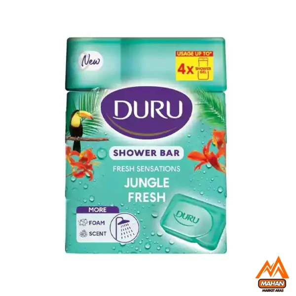 صابون شفاف دورو DURU مدل Jungle Fresh با رایحه طراوت جنگل بسته 4 عددی 600 گرم Duru Shower Bar Jungle Fresh 4x150 600gr