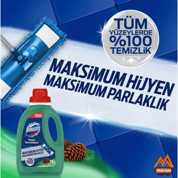 تمیزکننده سطوح دومستوس DOMESTOS با رایحه کاج حجم 1.5 لیتر Domestos Yüzey Temizleyicisi Çam 1500Ml - Image 2