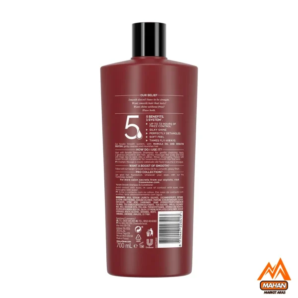 شامپو بدون سولفات کراتینه موی رنگ شده ترزمه TRESEMME مدل Keratin Smooth حجم 700میل Tresemme Pro Collection Keratin Smooth Hair Shampoo 700ml - Image 2