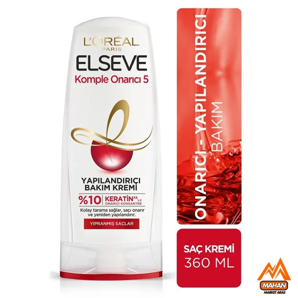 نرم کننده مو لورال LOREAL مدل Komple Onarici 5 مخصوص موهای آسیب دیده حجم 360 میل Loreal Hair Conditioner For Damaged Hair 360ml - Image 2