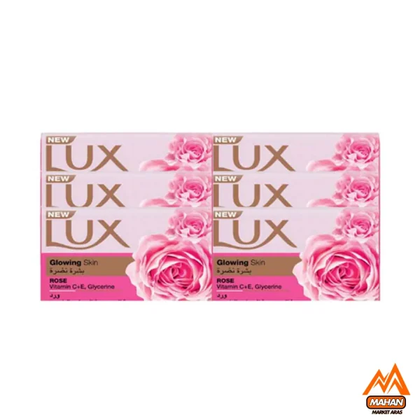 صابون لوکس Lux مدل Gardenia رایحه گل گاردنیا بسته 6 عددی 1020 گرم Lux Glowing Skin Rose Vitamin C And E Glycerinr Soap Bar 6x170 1020gr - Image 2