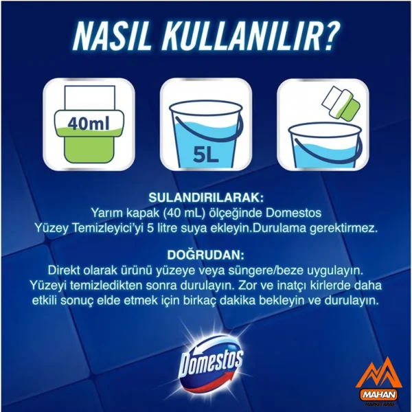 تمیزکننده سطوح دومستوس DOMESTOS با رایحه کاج حجم 1.5 لیتر Domestos Yüzey Temizleyicisi Çam 1500Ml - Image 3