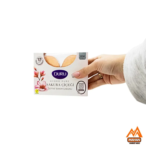 صابون شفاف دورو DURU مدل Sakura Çiçeği با رایحه شکوفه گیلاس بسته 2 عددی 270 گرم  Duru Hydro Pure Sakura Çiçeği Sabunu 2x135 270gr - Image 3