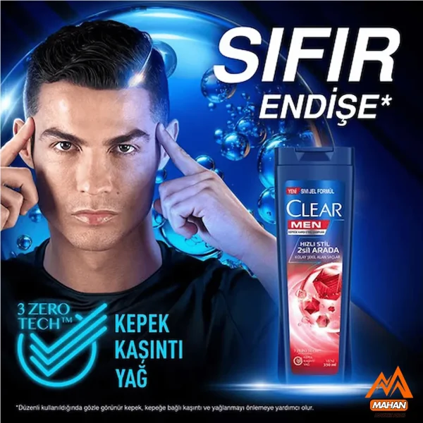 شامپو ضد شوره 2 در 1 مردانه کلییر CLEAR مدل Hizli Stil حجم 350 میل clear men sampuan hizli stil 2si 1 arada - Image 4