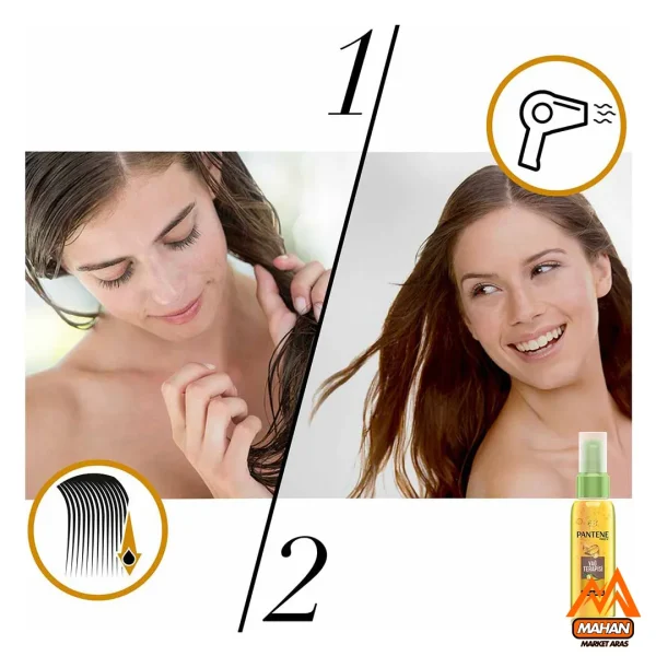 روغن مو آرگان پنتن PANTENE مناسب برای انواع مو ، به ویژه موهای خشک و آسیب دیده حجم 100 میل PANTENE PRO-V Argan Infused Hair Oil 100 ml - Image 3