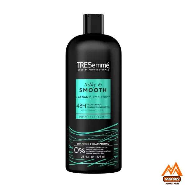 شامپو صاف و ابریشمی کننده و ضد وز مو ترزمه TRESEMME حجم 828 میل Silky & SmoothTRESEMME Shampoo 828 ml for Frizzy Hair