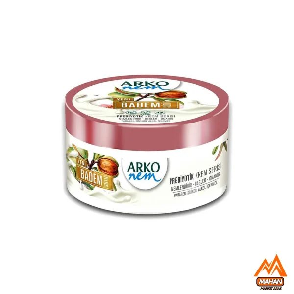کرم بدن آرکو Arko مدل Almond Milk حاوی عصاره شیر بادام حجم 250 میل Arko Nem Prebiotic Almond Milk Cream 250ml