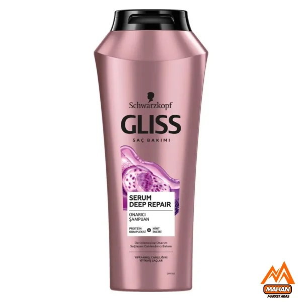 شامپو ترمیم کننده مو گلیس Gliss مدل SERUM DEEP REPAIR حجم 500 میل Gliss Serum Deep Repair Shampoo 500ml