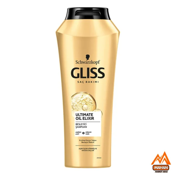 شامپو تقویت کننده و ترمیم کننده مو گلیس Gliss مدل Ultimate Oil Elixir حجم 500 میل Gliss Ultimate Oil Elixir Argan Oil Shampoo 500ml