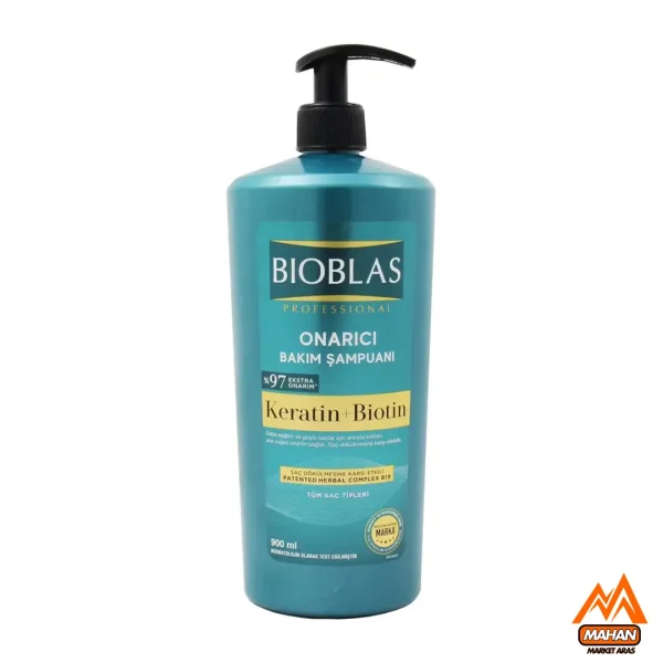 شامپو ترمیم کننده کراتین و بیوتین بیوبلاس Bioblas حجم 900 میل
