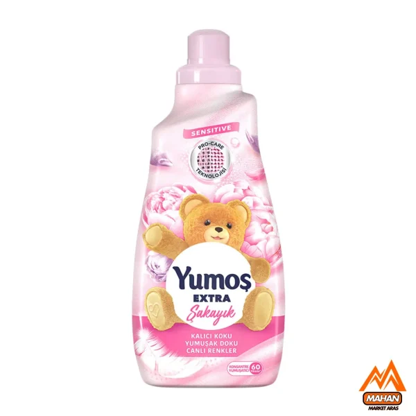 مایع نرم‌ کننده لباس یوموش صورتی با رایحه گل شقایق حجم 1440 میل Yumos Extra Sakayik 1440ml