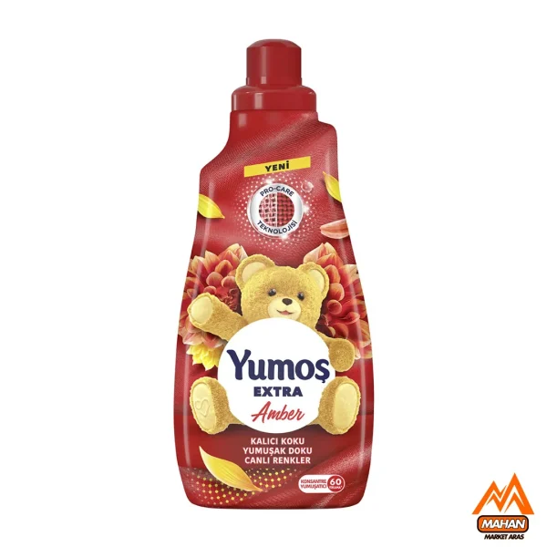 مایع نرم‌ کننده لباس یوموش قرمز با رایحه کهربا حجم 1440 میل Yumos Extra Amber 1440ml