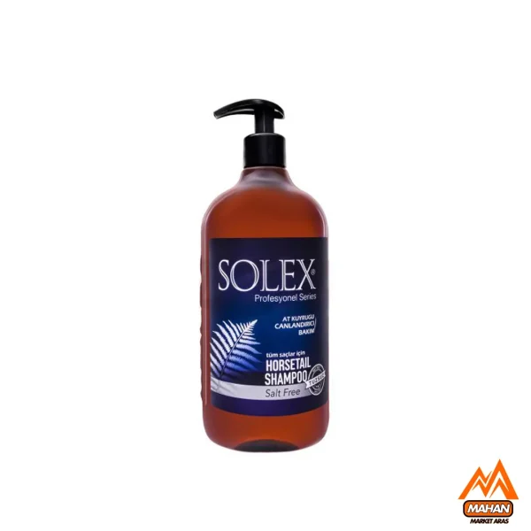 شامپو بدون نمک سولکس SOLEX حاوی عصاره گیاه دم اسب مناسب انواع مو حجم 1000 میل solex free salt horsetail shampoo 1000 ml