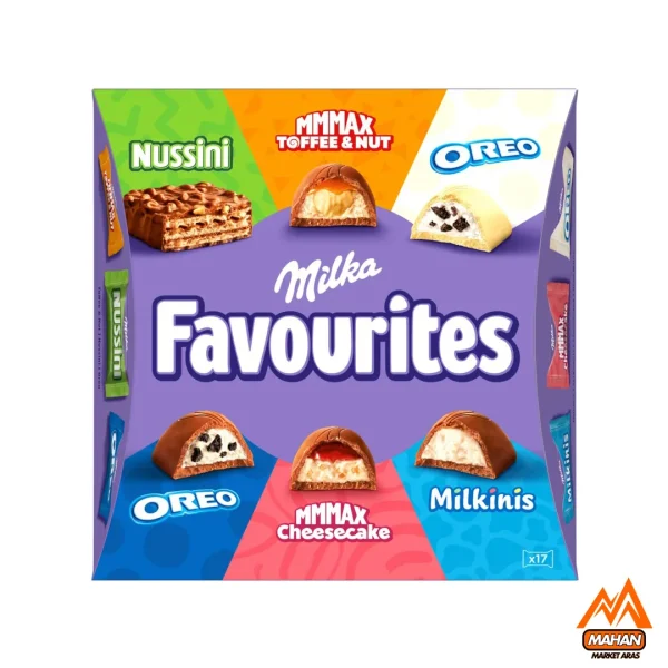 شکلات پذیرایی سوئیسی میلکا  Milka Favourites chocolates حجم 158 گرم Milka Favourites chocolates pack 158 g