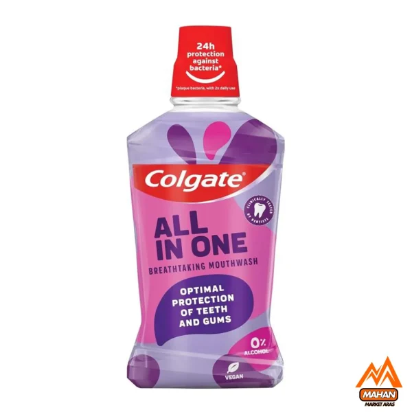 دهانشویه کلگیت Colgate مدل All In One حجم 500 میل Colgate All In One Breath Taking Mouthwash 500ml