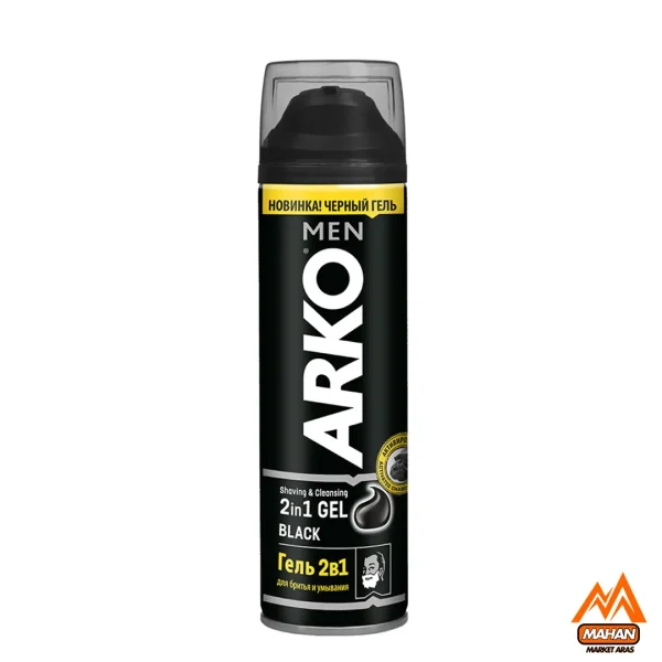 ژل اصلاح و پاک کننده 2در1 آرکو Arko مناسب برای انواع پوست حجم 200 میل مدل ARKO MEN Shaving Cleansing Gel 2in1 BLACK 200ml