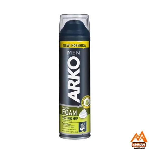 فوم اصلاح آرکو Arko مناسب برای انواع پوست حجم 200 میل مدل ARKO MEN Shaving Foam Soothing Hemp 200ml