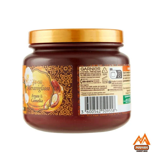 ماسک موی مغذی و درخشان کننده روغن آرگان و گل کاملیا گارنیر Garnier حجم 340 میل - Image 2
