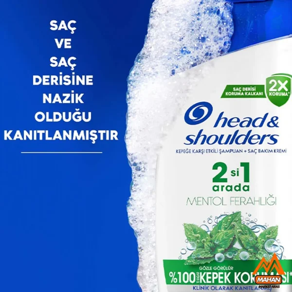 شامپو 2در1 ضد شوره هد اند شولدرز Head & Shoulders حاوی عصاره نعنا حجم 600 میل Head & Shoulders 2in1 Mentol Ferahlığı Şampuanı 600ml - Image 2