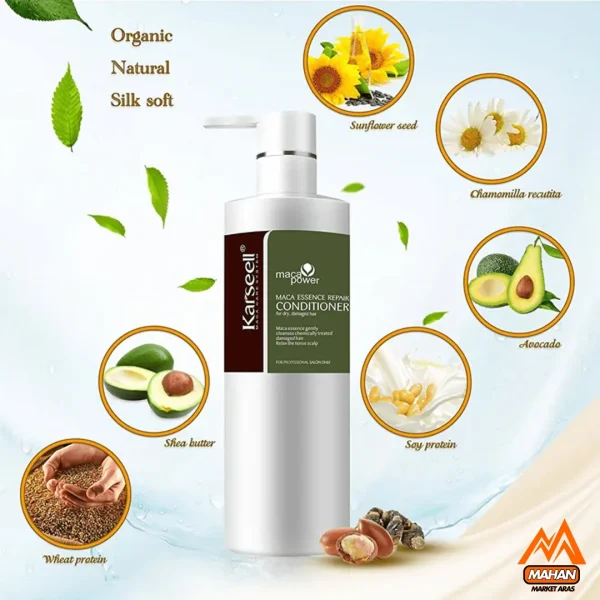 نرم کننده آبرسان و ترمیم کننده مو کارسل KARSEELL حجم 800 میل Karseell Maca Essence Repair Conditioner 800ml - Image 9