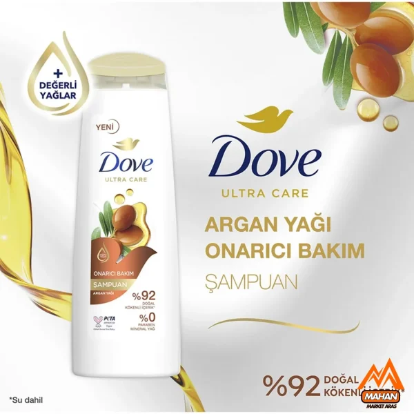 شامپو ترمیم کننده مو داو حاوی روغن آرگان و روغن های ارزشمند حجم 400 میل dove argan oil shampoo 400ml - Image 4
