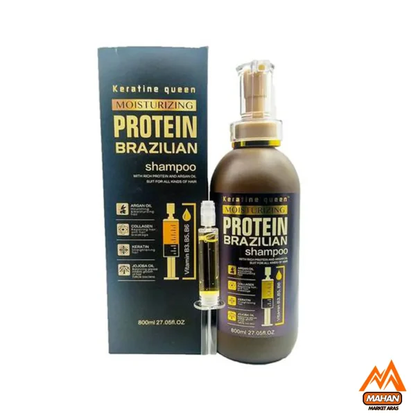 شامپو پروتئین برزیلی کراتین کویین KERATIN QUEEN حجم 800 میل keratine queen protein brazilian shampoo 800ml - Image 3