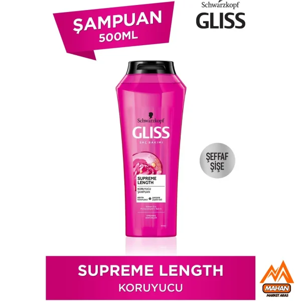 شامپو محافظت کننده از موی گلیس Gliss مدل Supreme Length مناسب موهای بلند و آسیب دیده حجم 500 میل Gliss Supreme Length Shampoo 500ml - Image 3