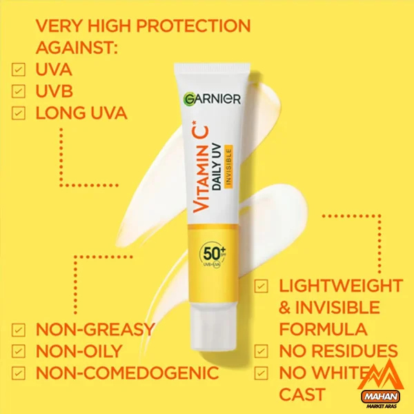 ضد آفتاب فلوئیدی ویتامین سی بی رنگ گارنیر Garnier با spf50 حجم 40 میل - Image 5