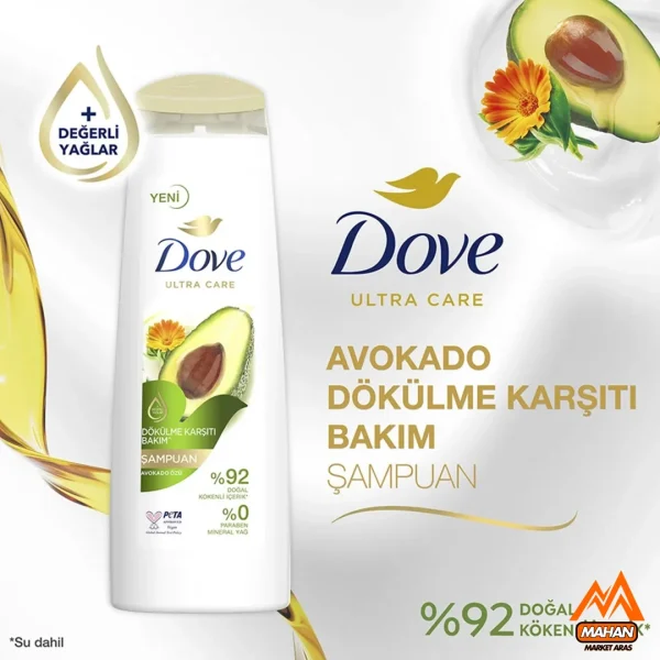 شامپو ضد ریزش مو داو DOVE حاوی عصاره آووکادو حجم 400 میل Dove Avokado Anti-Hairfall Şampuan 400 ml - Image 5