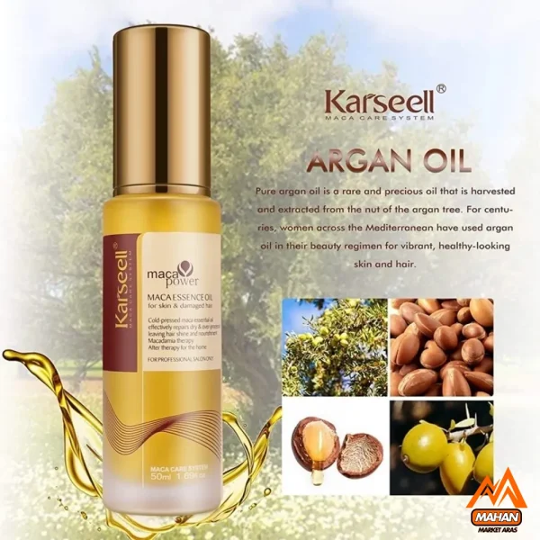 سرم مو آرگان و ماکادمیا کارسل KARSEELL حجم 50 میل karseell maca power argan oil 50ml - Image 5