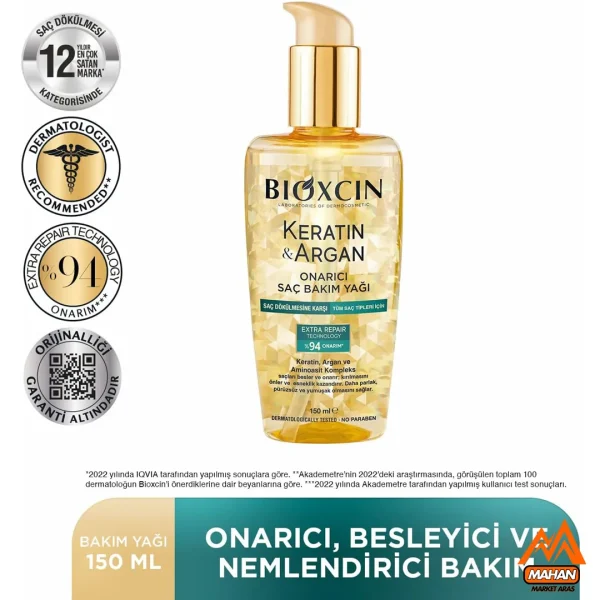 روغن ترمیم کننده و ضد ریزش بیوکسین Bioxcin حاوی کراتین و آرگان حجم 150 میل - Image 5