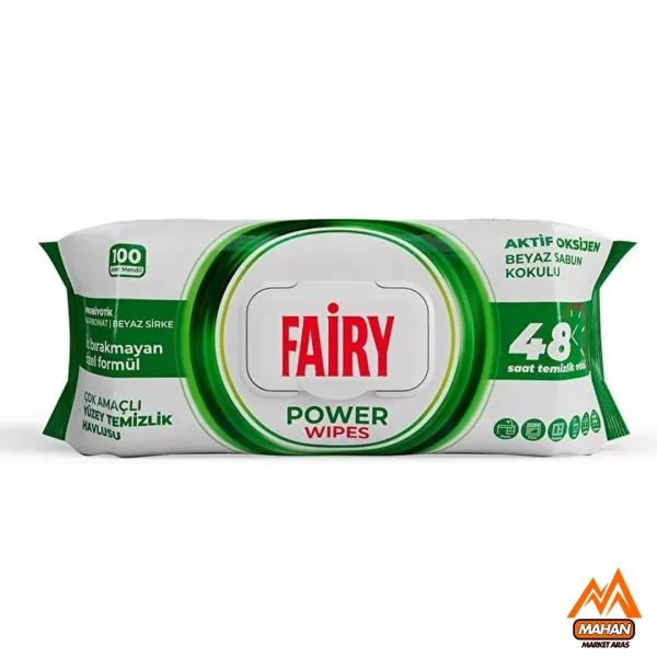 دستمال مرطوب چند منظوره فیری fairy حاوی صابون سفید، سرکه سفید و جوش شیرین بسته 100 عددی - Image 4