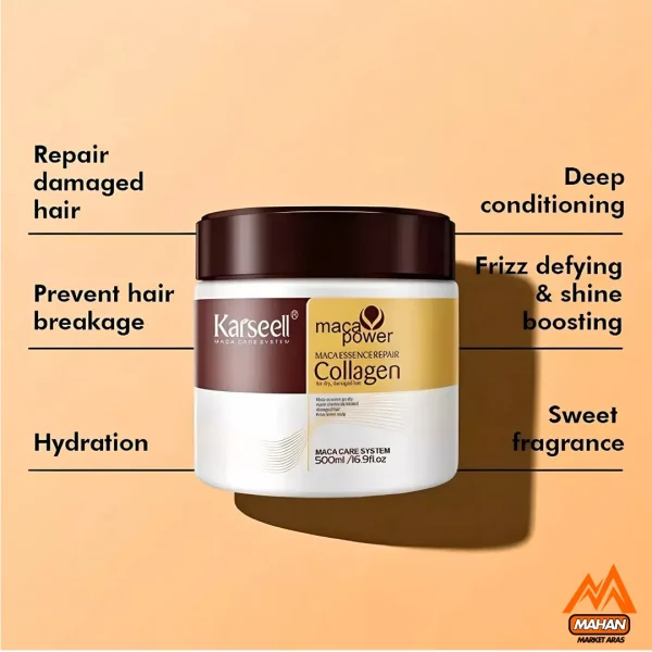 ماسک موی کلاژن کارسل KARSEELL مناسب موهای آسیب دیده و خشک حجم 500 میل Karseell Collagen Hair Mask For Dry Damaged Hair 500ml - Image 10