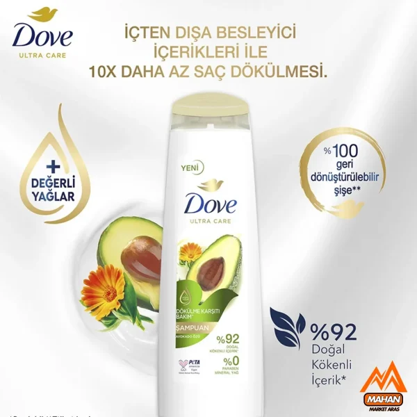 شامپو ضد ریزش مو داو DOVE حاوی عصاره آووکادو حجم 400 میل Dove Avokado Anti-Hairfall Şampuan 400 ml - Image 6