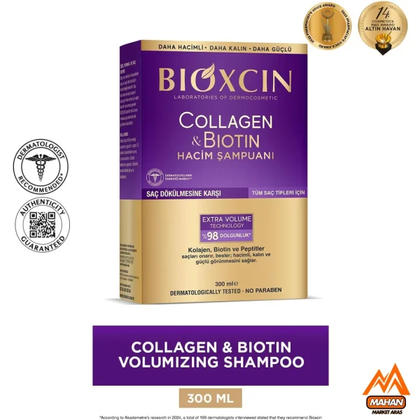 شامپو ضد ریزش و حجم دهنده کلاژن و بیوتین بیوکسین BIOXCIN حجم 300 میل - Image 4