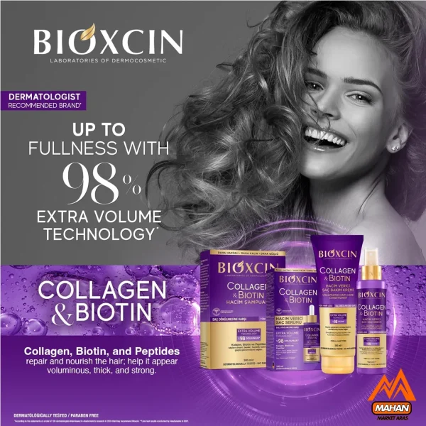 شامپو ضد ریزش و حجم دهنده کلاژن و بیوتین بیوکسین BIOXCIN حجم 300 میل - Image 5