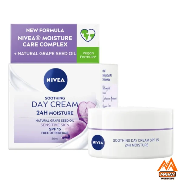 کرم مرطوب کننده نیوآ NIVEA حاوی روغن هسته انگور مخصوص پوست های حساس حجم 50 میل