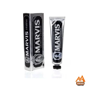 خمیردندان مارویس، خمیردندان Amarelli Licorice Mint، خمیردندان لوکس، Marvis Toothpaste، خمیردندان 85 میل ، خمیردندان نعناع شیرین‌بیان، بهداشت دهان، سفید کننده دندان، خمیردندان ایتالیایی، طعم خاص خمیردندان، مراقبت از لثه