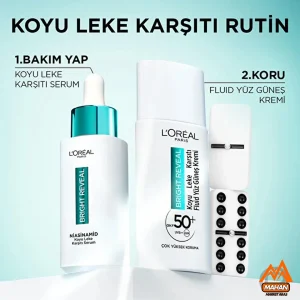 کرم ضد آفتاب و ضد لک و ضد جوش حاوی نیاسینامید لورال L’oreal مدل BRIGHT REVEAL با SPF50 حجم 50 میل