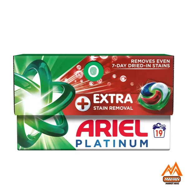 کپسول‌ مایع لباسشویی آریل ARIEL پلاتینیوم پادز ۱۹ بار شستشو وزن 440 گرم