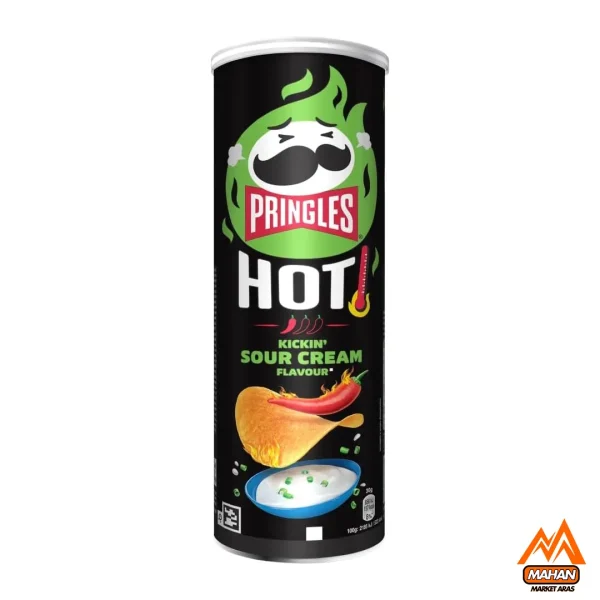چیپس پرینگلز Pringles طعم تند و خامه ترش 165 گرم Pringles HOT Flamin Pringles HOT Kickin Sour Cream Flavour 165gr