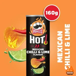 چیپس پرینگلز Pringles طعم تند چیلی مکزیکی و لیموی 165 گرم Pringles HOT Mexican Chilli & Lime Flavour 165gr