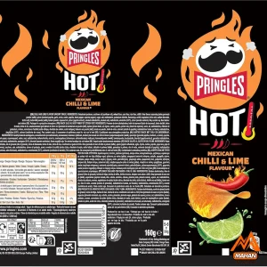 چیپس پرینگلز Pringles طعم تند و خامه ترش 165 گرم Pringles HOT Flamin Pringles HOT Kickin Sour Cream Flavour 165gr